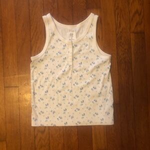 Girls white with blue floral crop tank